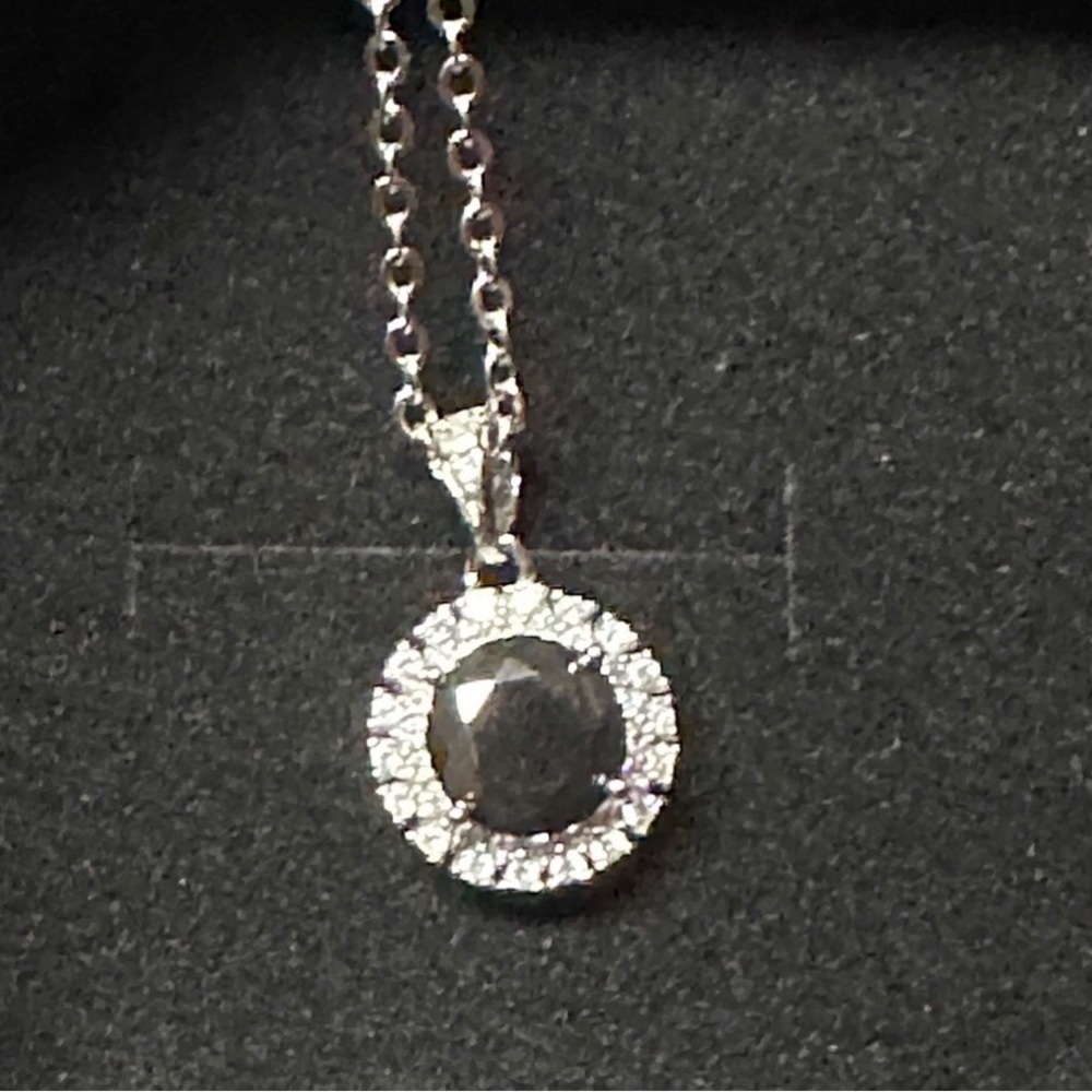 Elegant Black Diamond Moissanite and Silver Pendant Necklace